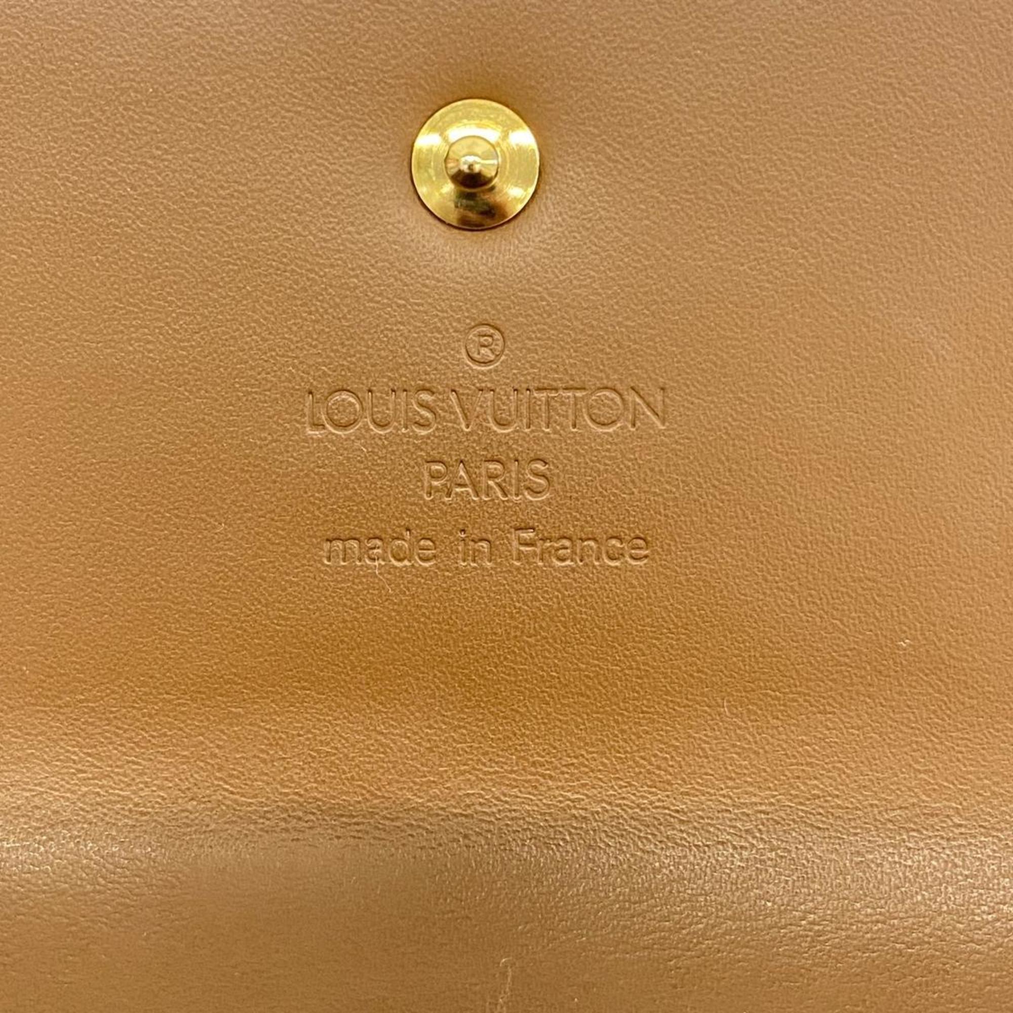 Louis Vuitton Tri-fold Long Wallet Vernis Porte Tresor International M91166 Bronze Men's Women's