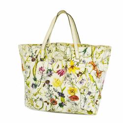 Gucci Tote Bag Flora 282439 Canvas White Multicolor Champagne Women's