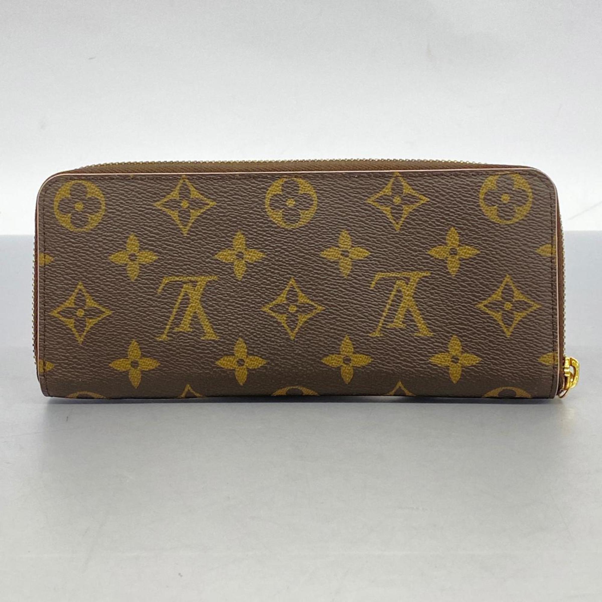 Louis Vuitton Long Wallet Monogram Flower Charm Portefeuille Clemence M68314 Brown Hot Pink Ladies