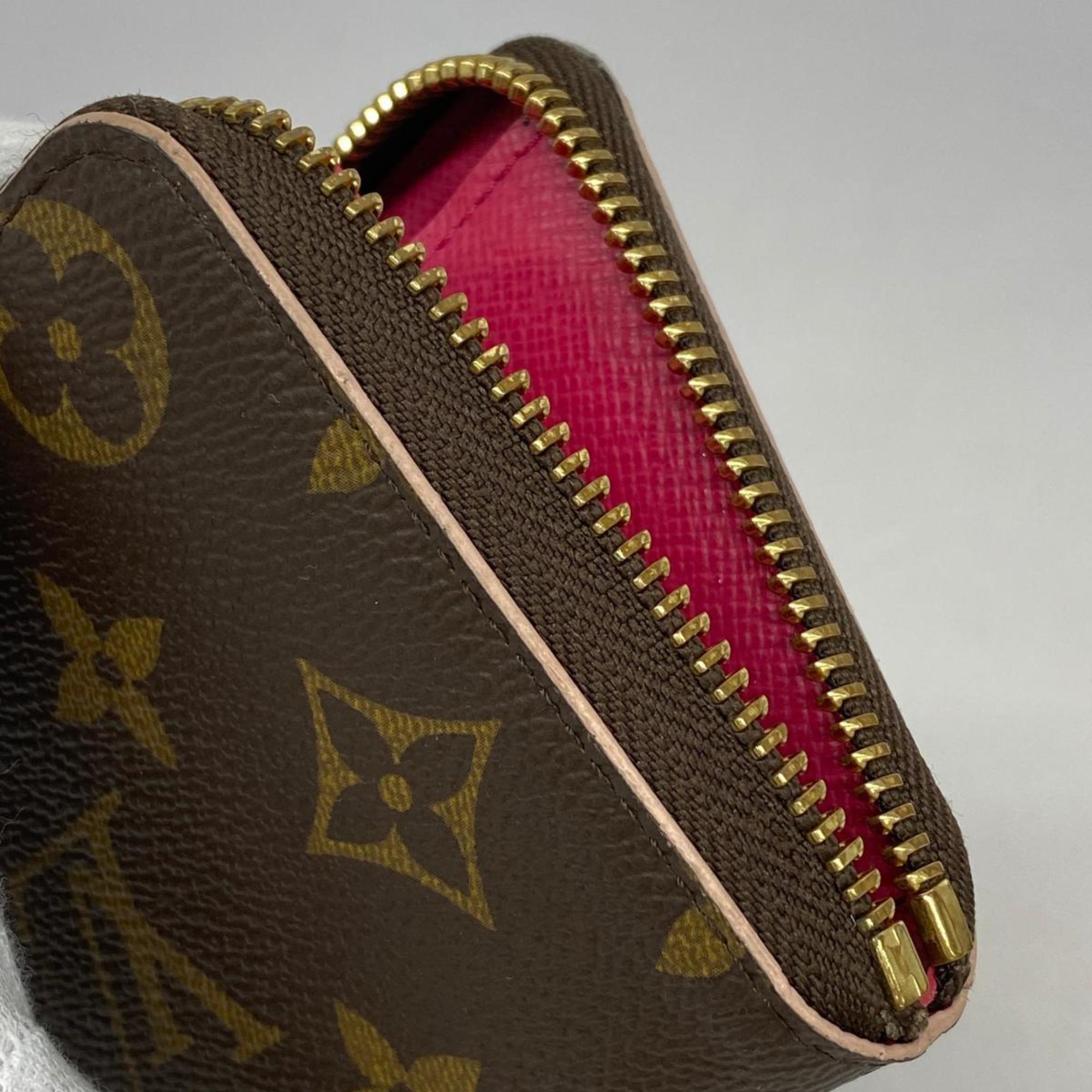 Louis Vuitton Long Wallet Monogram Flower Charm Portefeuille Clemence M68314 Brown Hot Pink Ladies