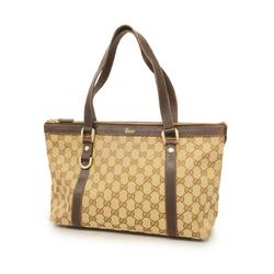 Gucci Tote Bag GG Canvas 141470 Brown Champagne Women's