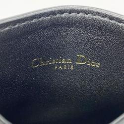 Christian Dior Business Card Holder/Card Case Cannage Caro Leather Black Women's