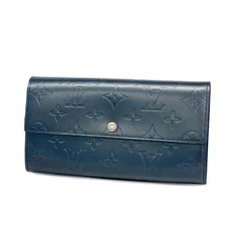 Louis Vuitton Long Wallet Monogram Matte Porto Monnaie Credit M65175 Blue Women's