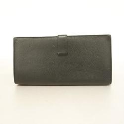 Hermes Long Wallet Bearn Soufflet C Stamped Epsom Leather Black Men's Women's