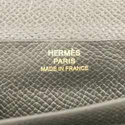 Hermes Long Wallet Bearn Soufflet C Stamped Epsom Leather Black Men's Women's