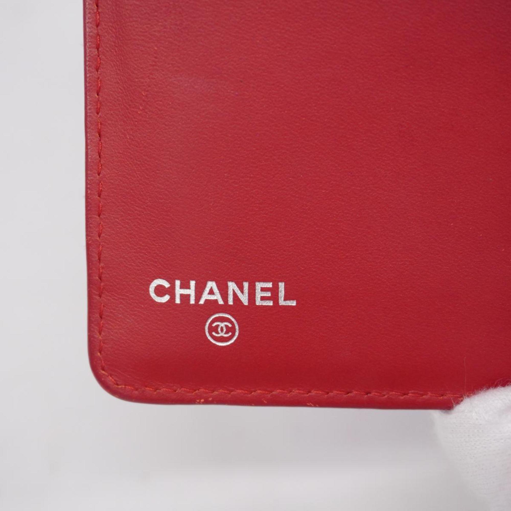 Chanel Long Wallet Matelasse Patent Leather Red Women's