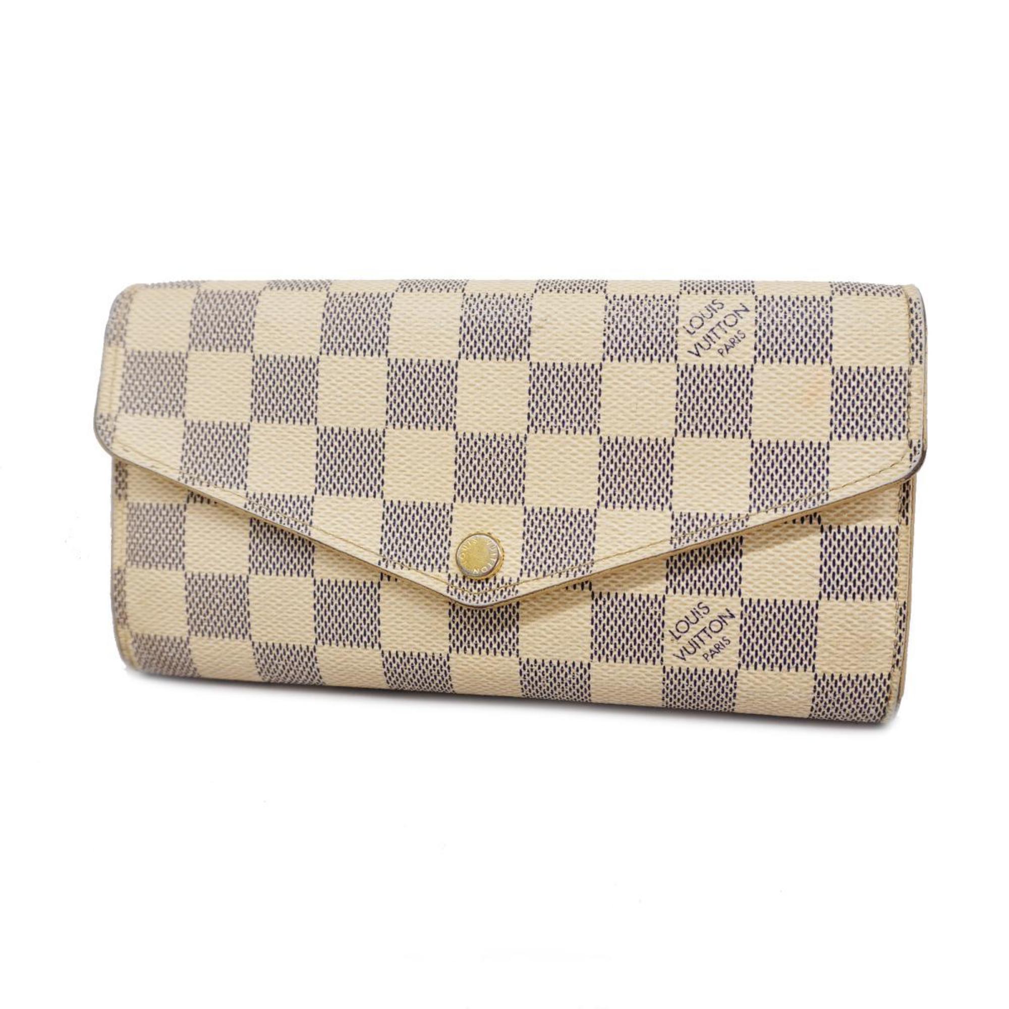 Louis Vuitton Long Wallet Damier Azur Portefeuille Sarah N63208 White Ladies