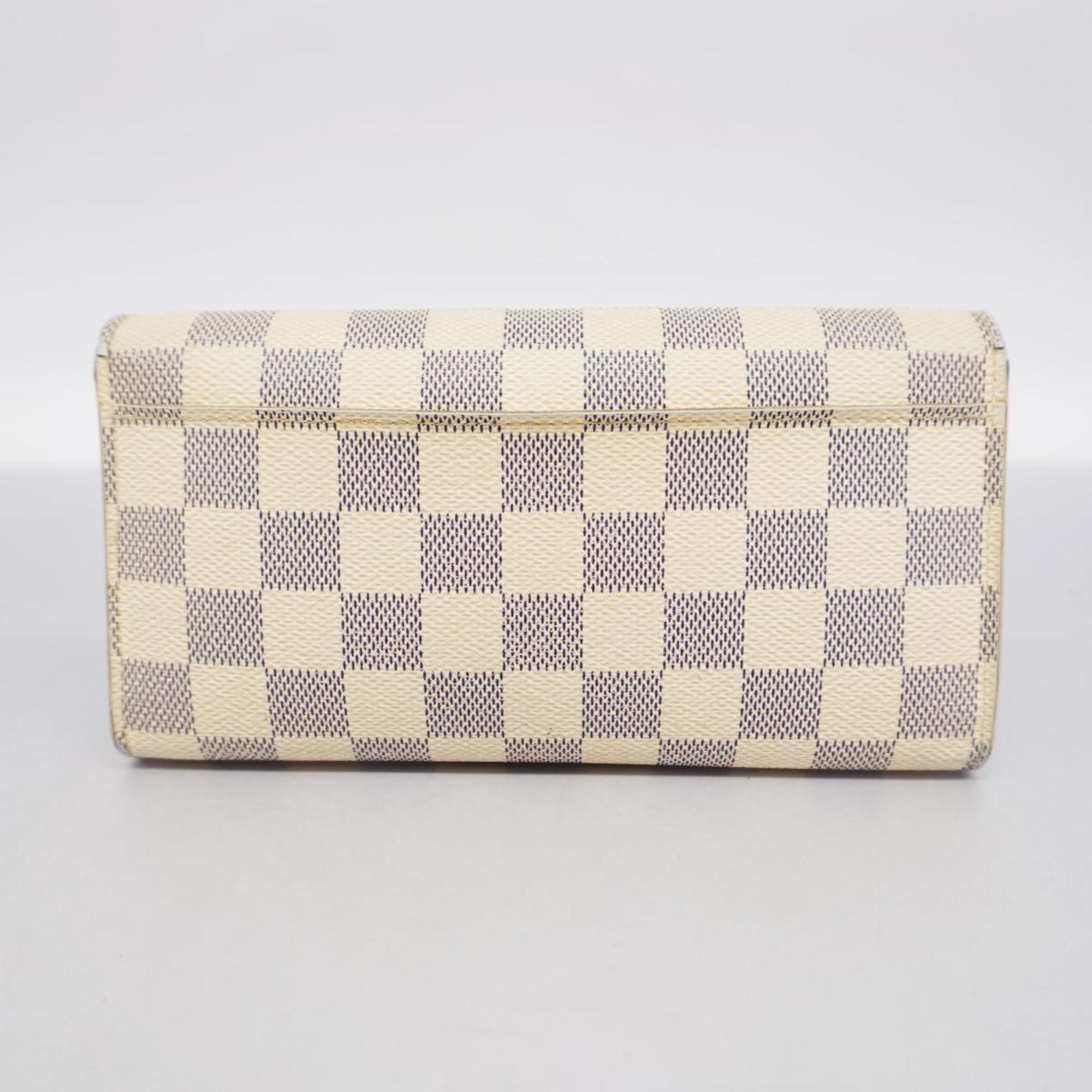 Louis Vuitton Long Wallet Damier Azur Portefeuille Sarah N63208 White Ladies