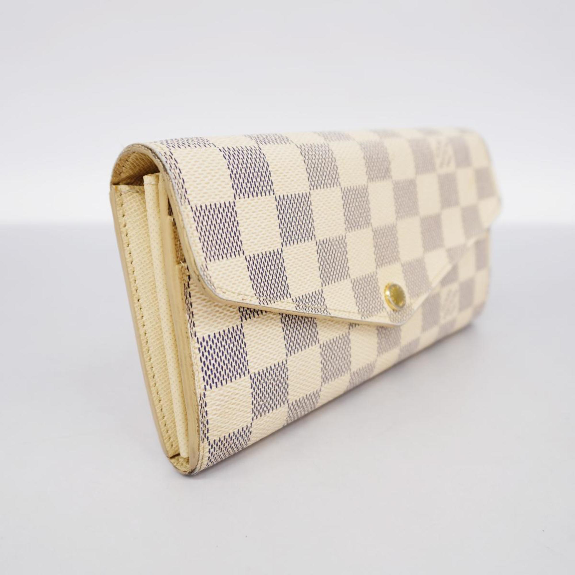 Louis Vuitton Long Wallet Damier Azur Portefeuille Sarah N63208 White Ladies