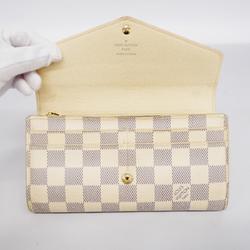 Louis Vuitton Long Wallet Damier Azur Portefeuille Sarah N63208 White Ladies