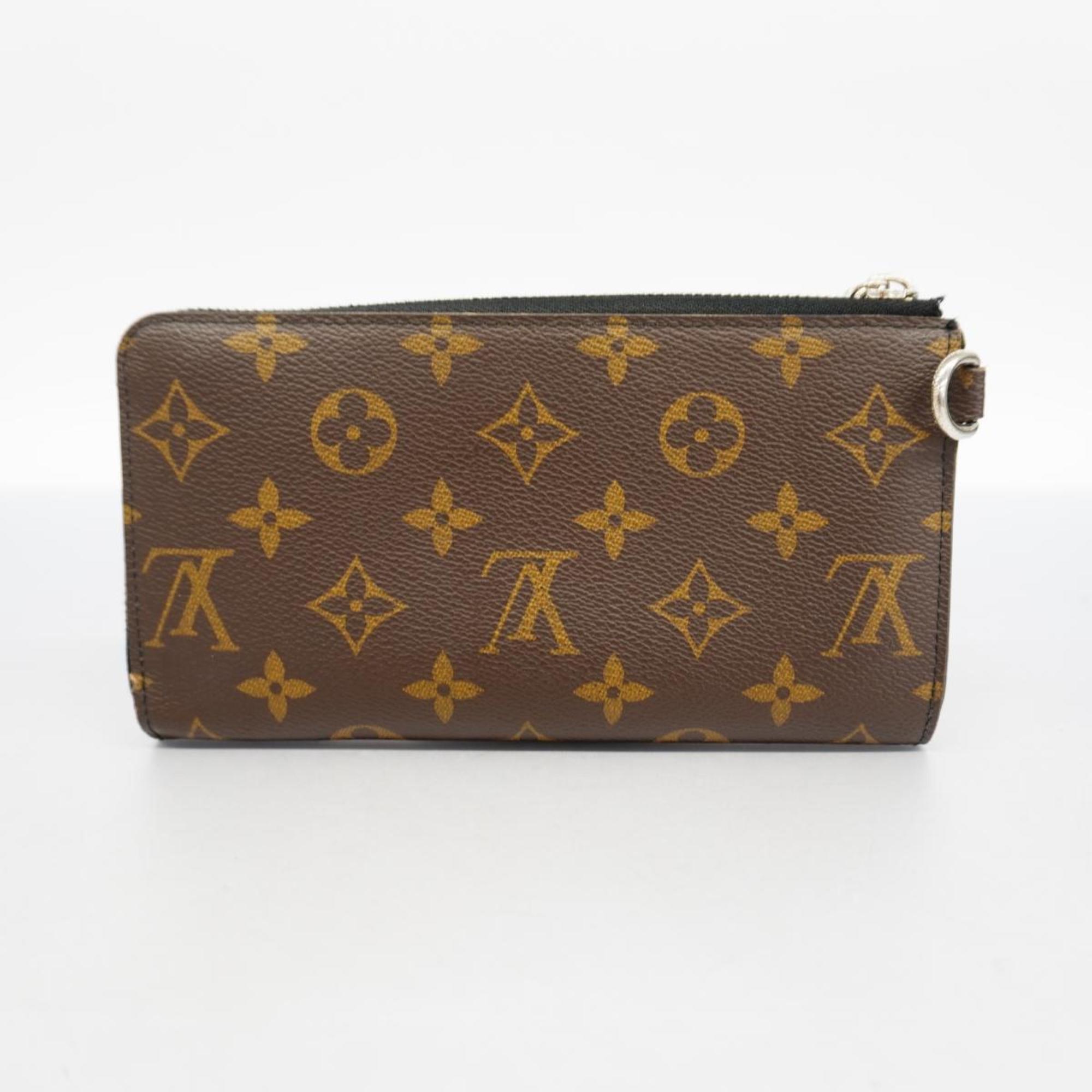 Louis Vuitton Long Wallet Monogram Macassar Zippy Dragonne M69407 Brown Black Men's