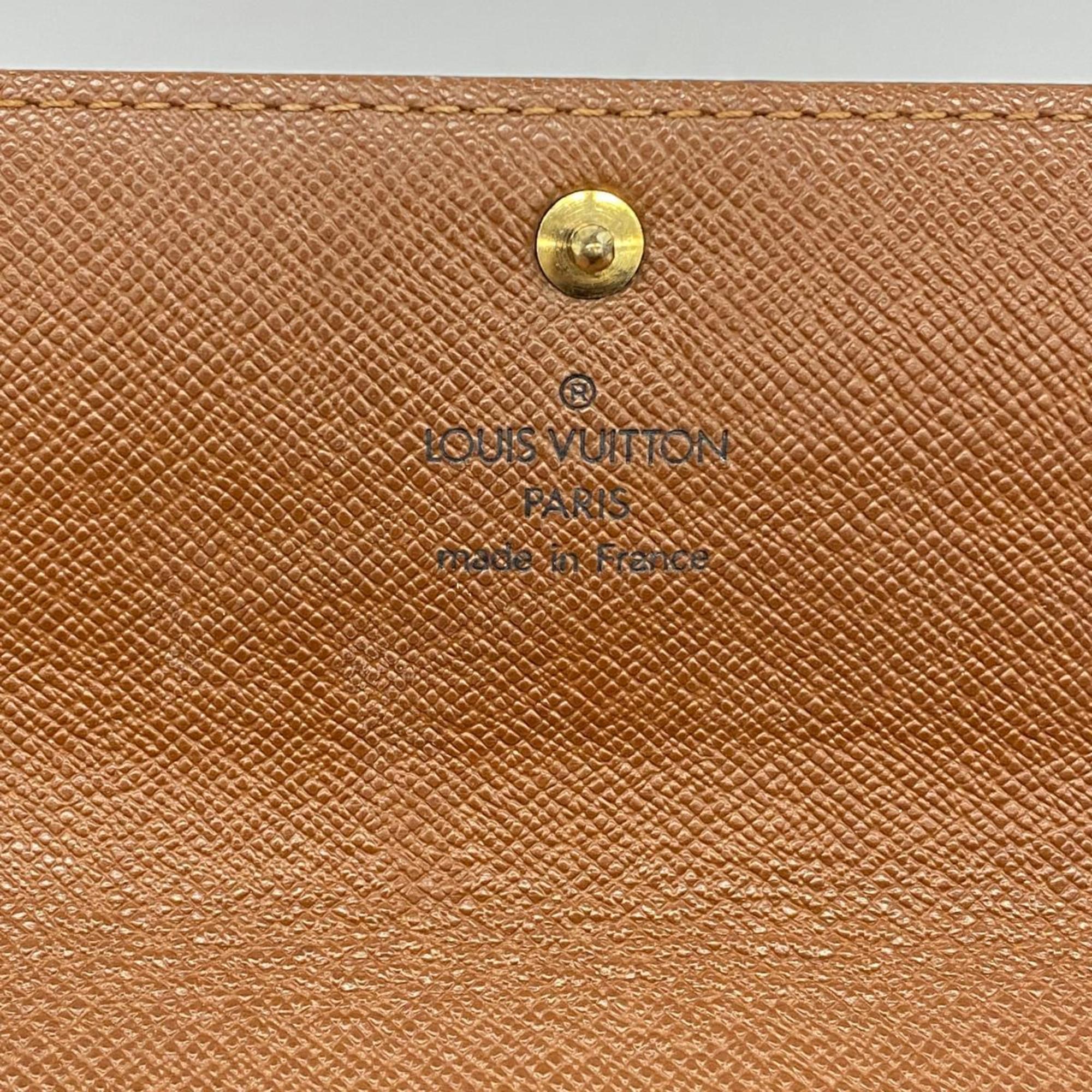 Louis Vuitton Long Wallet Monogram Porto Monnaie Credit M61725 Brown Ladies