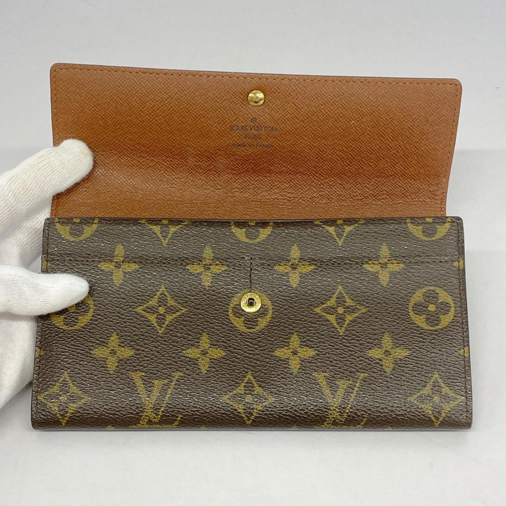 Louis Vuitton Long Wallet Monogram Porto Monnaie Credit M61725 Brown Ladies