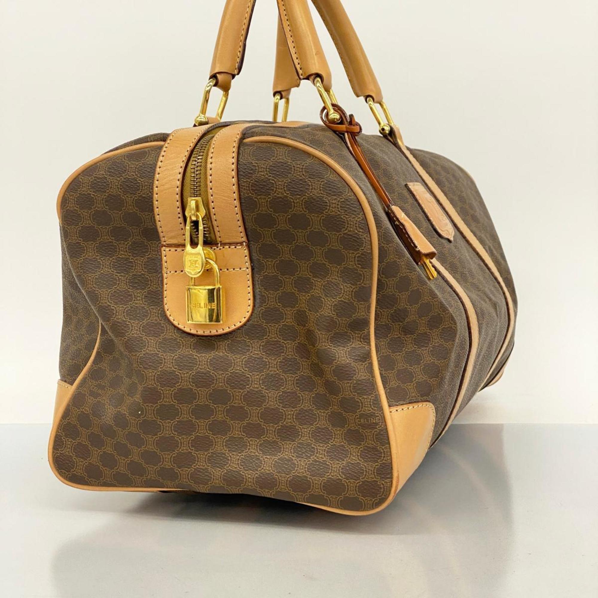 Celine Boston Bag Macadam Leather Brown Men's Women's