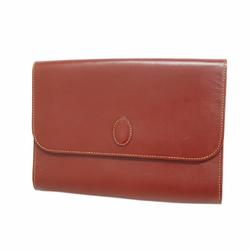 Cartier Clutch Bag Must Leather Bordeaux Women's