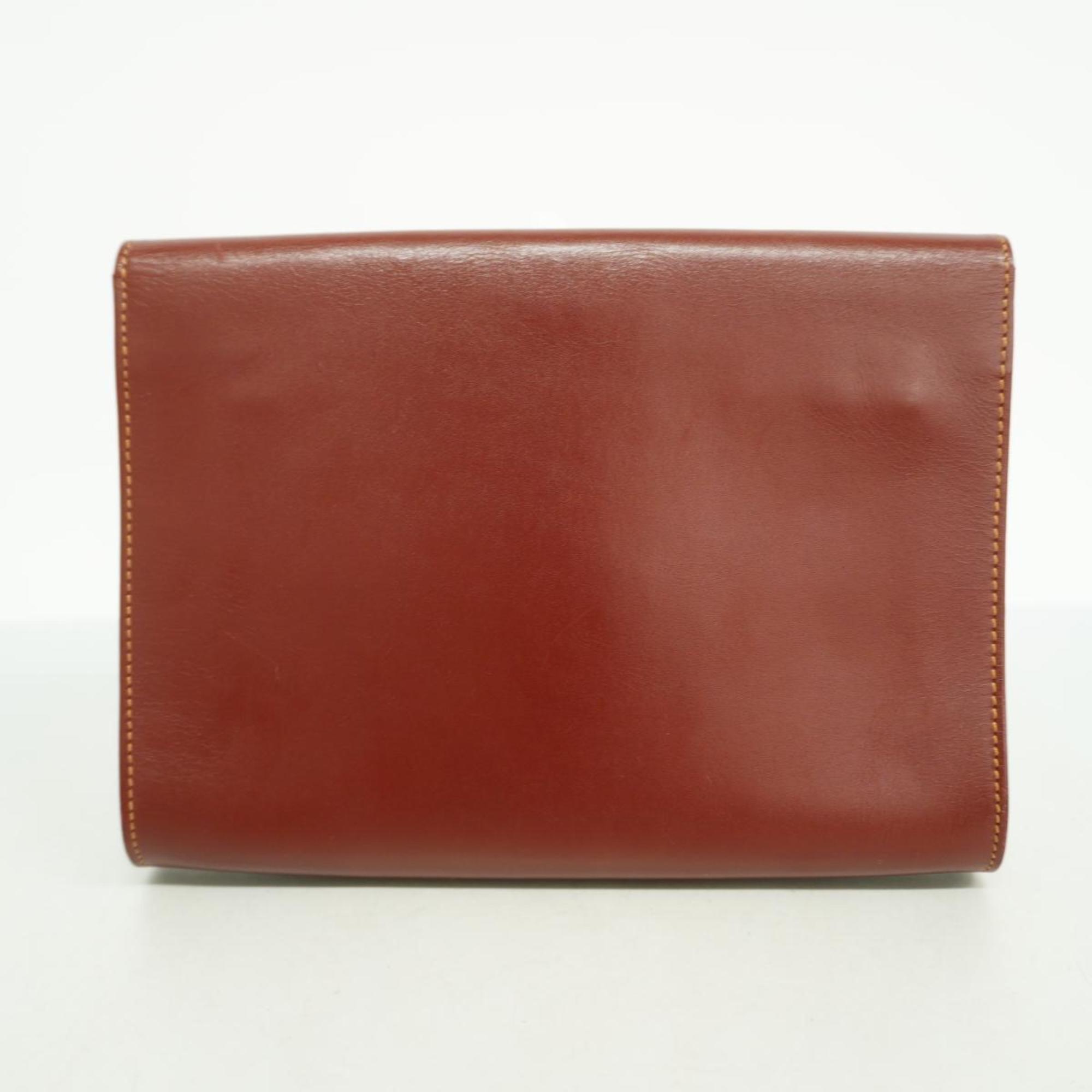 Cartier Clutch Bag Must Leather Bordeaux Women's