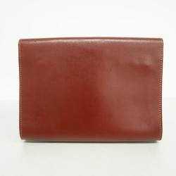 Cartier Clutch Bag Must Leather Bordeaux Women's