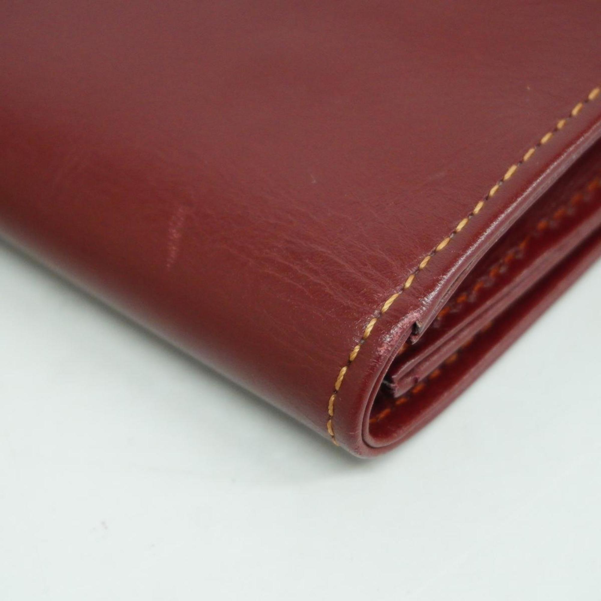 Cartier Clutch Bag Must Leather Bordeaux Women's