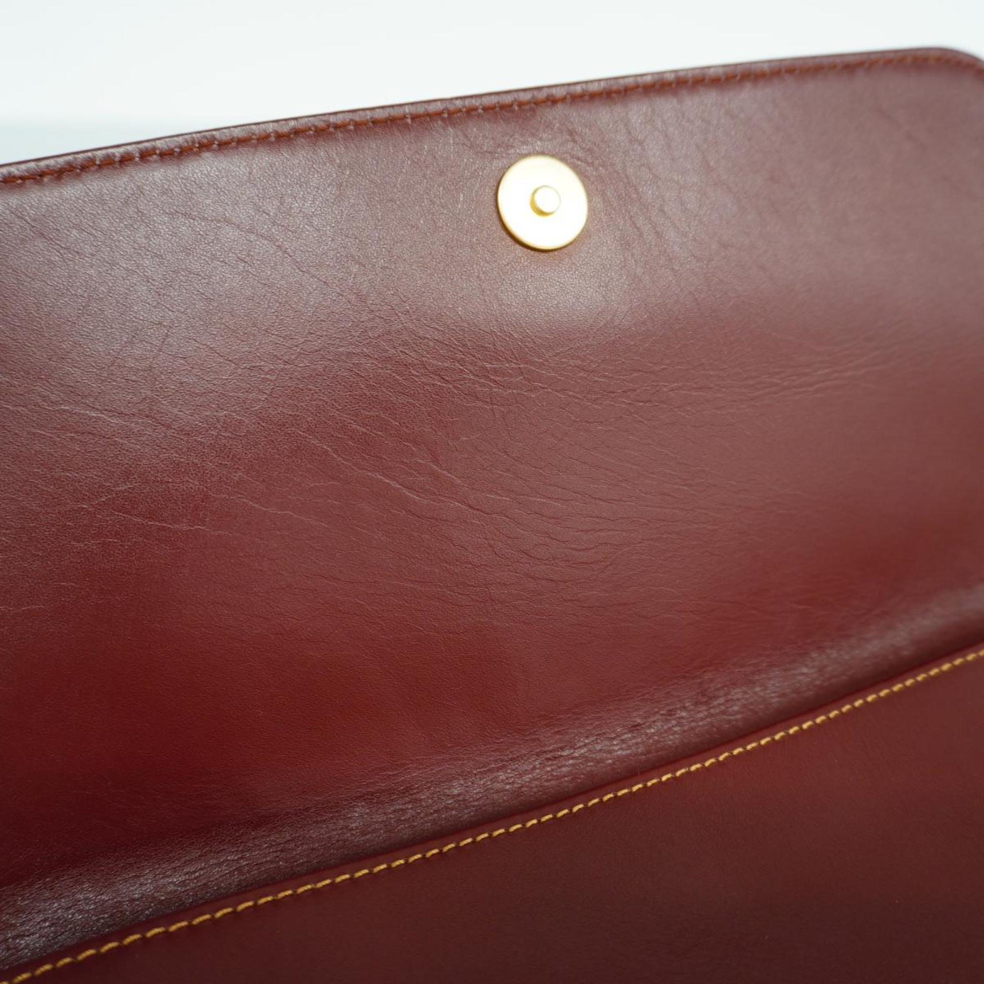 Cartier Clutch Bag Must Leather Bordeaux Women's