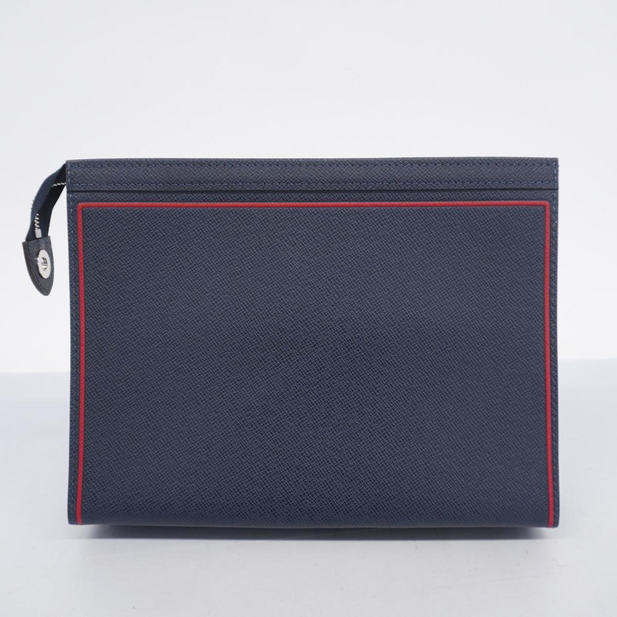 Louis Vuitton Clutch Bag Taiga Pochette Voyage MM M63394 Blue Marine Men's