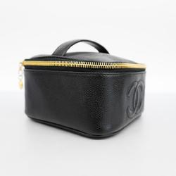 chanel vanity bag caviar skin black ladies