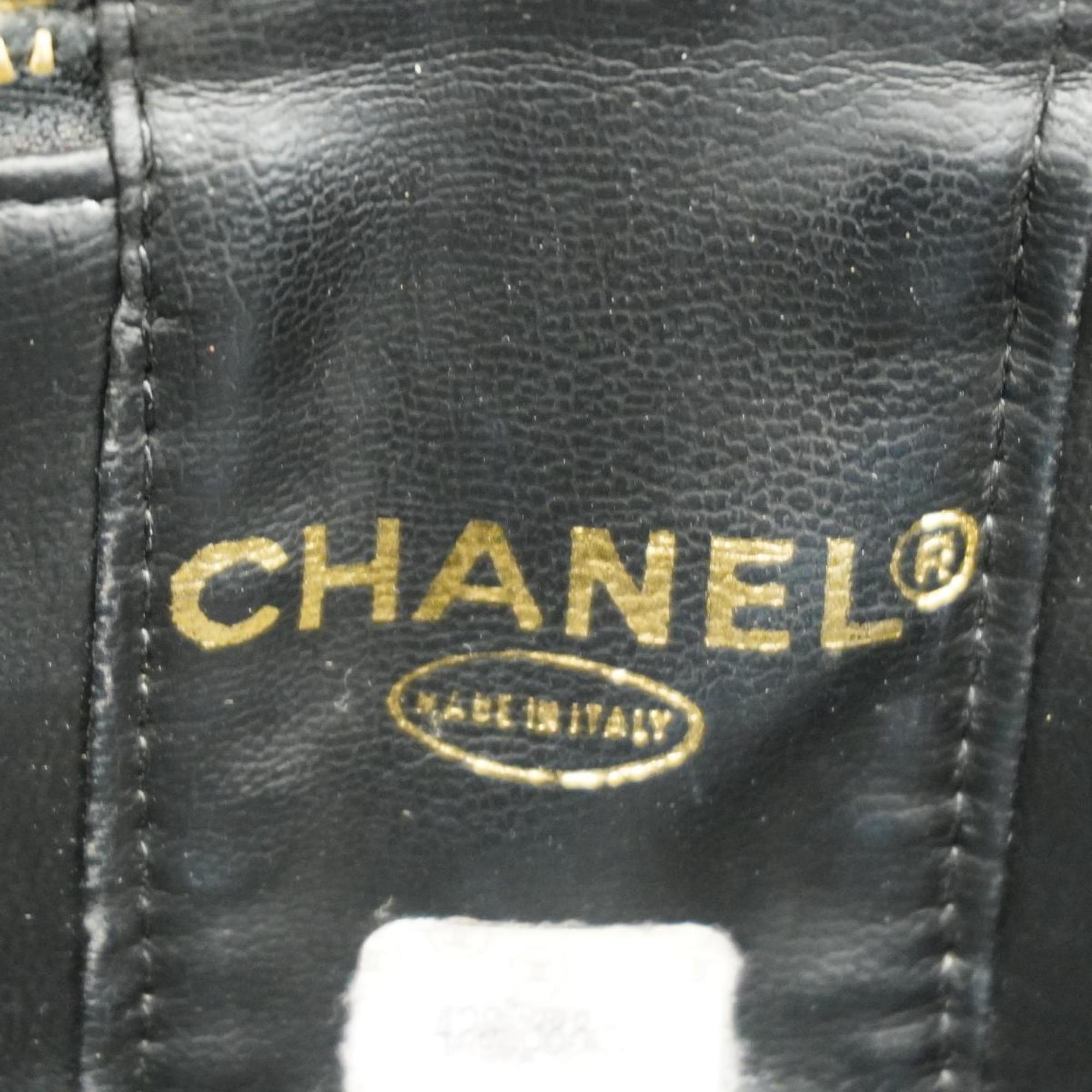 chanel vanity bag caviar skin black ladies