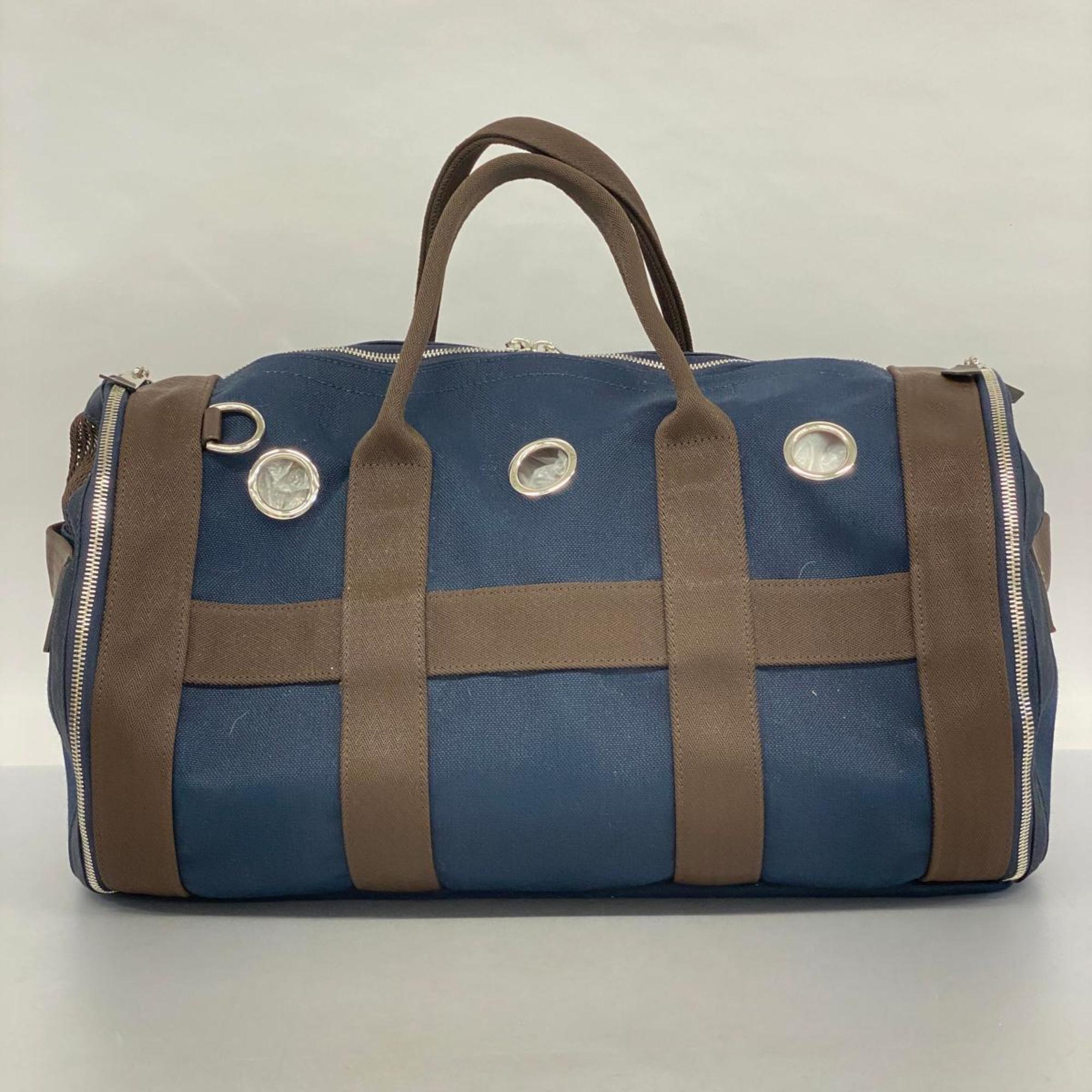 Hermes Pet Carrier Bag Toile H Navy Men's Women's