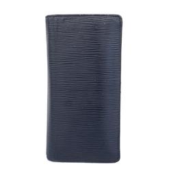 Louis Vuitton Long Wallet Epi Portefeuille Brazza M61816 Blue Marine Men's