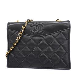 Chanel Shoulder Bag Matelasse Chain Lambskin Black Women's