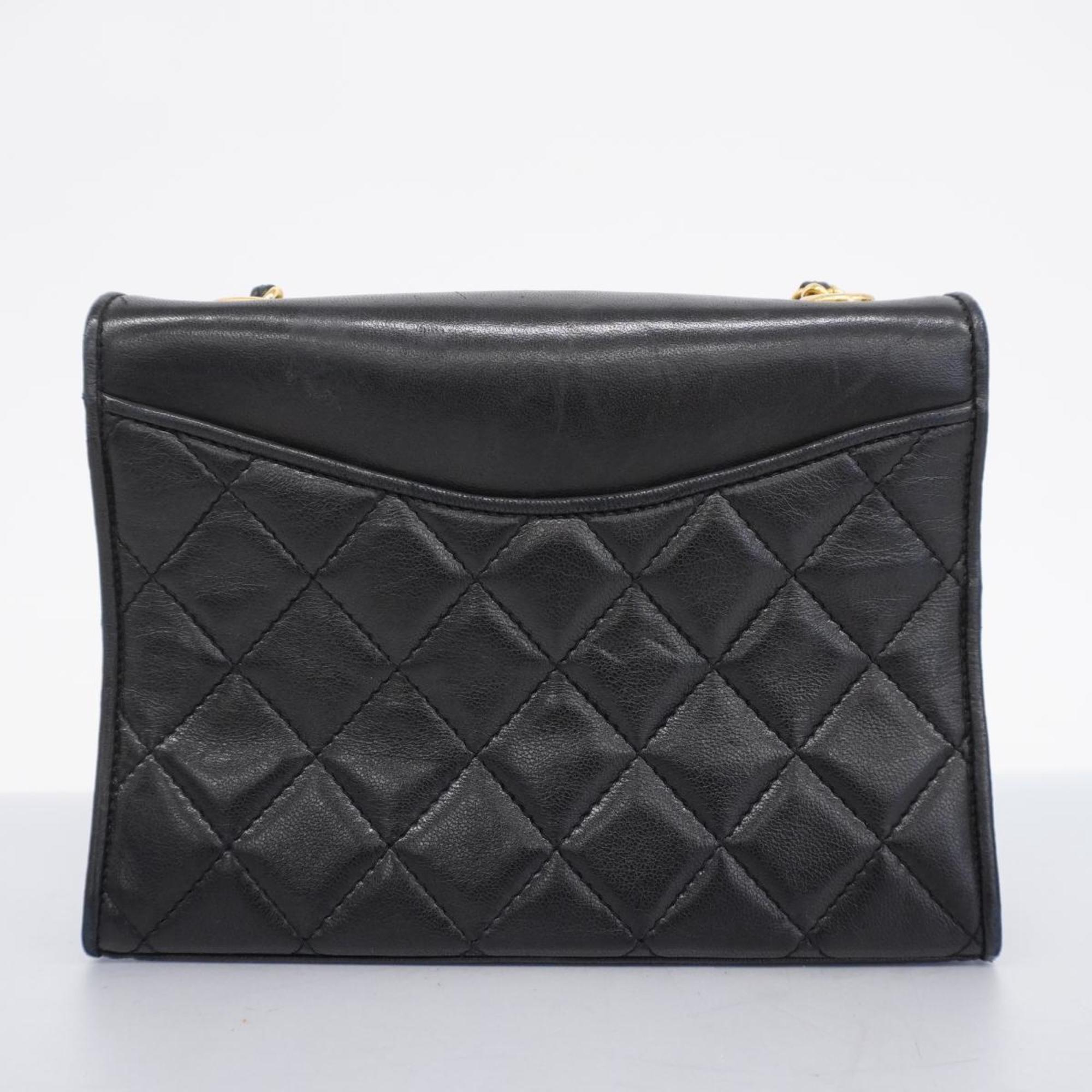 Chanel Shoulder Bag Matelasse Chain Lambskin Black Women's