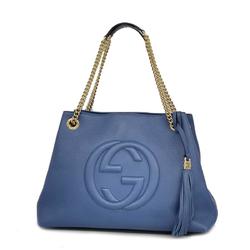 Gucci Shoulder Bag Soho 536196 Leather Blue Champagne Women's