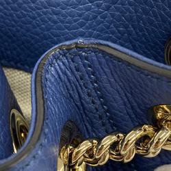 Gucci Shoulder Bag Soho 536196 Leather Blue Champagne Women's