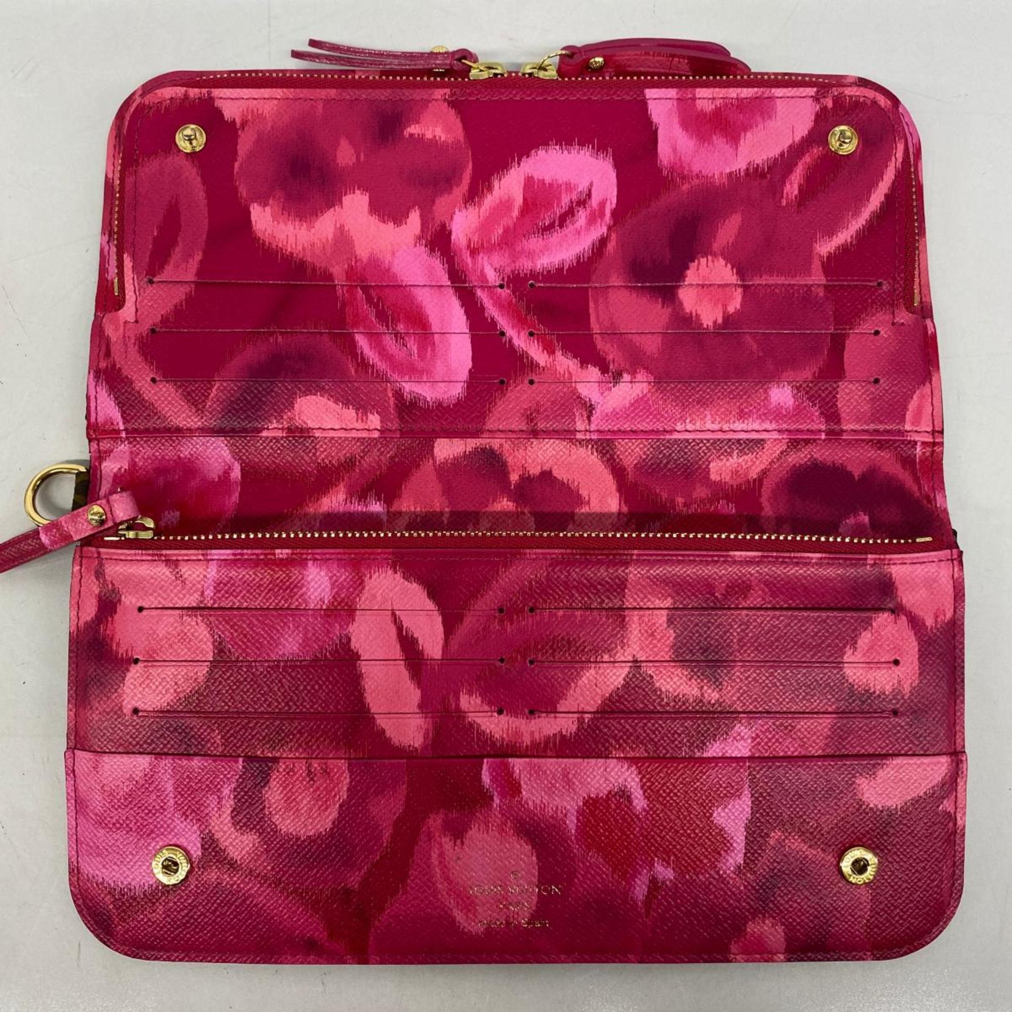 Louis Vuitton Long Wallet Monogram Ikat Flower Portefeuille Ansolite M60391 Rose Andian Ladies