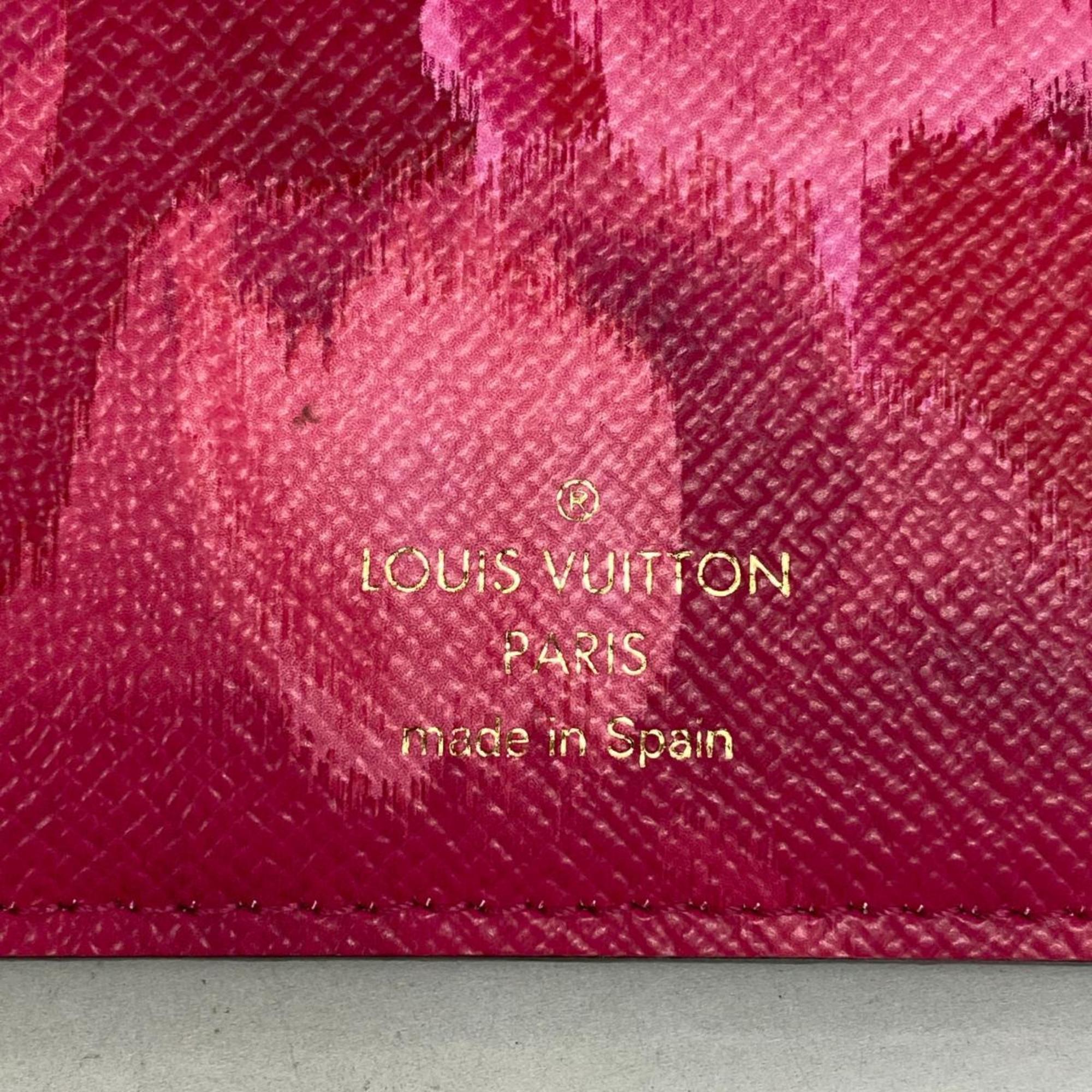 Louis Vuitton Long Wallet Monogram Ikat Flower Portefeuille Ansolite M60391 Rose Andian Ladies