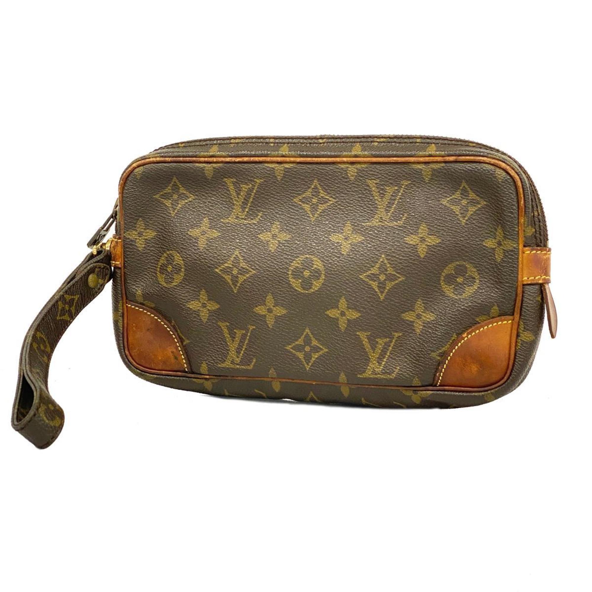 Louis Vuitton Clutch Bag Monogram Marly Dragonne PM M51827 Brown Men's