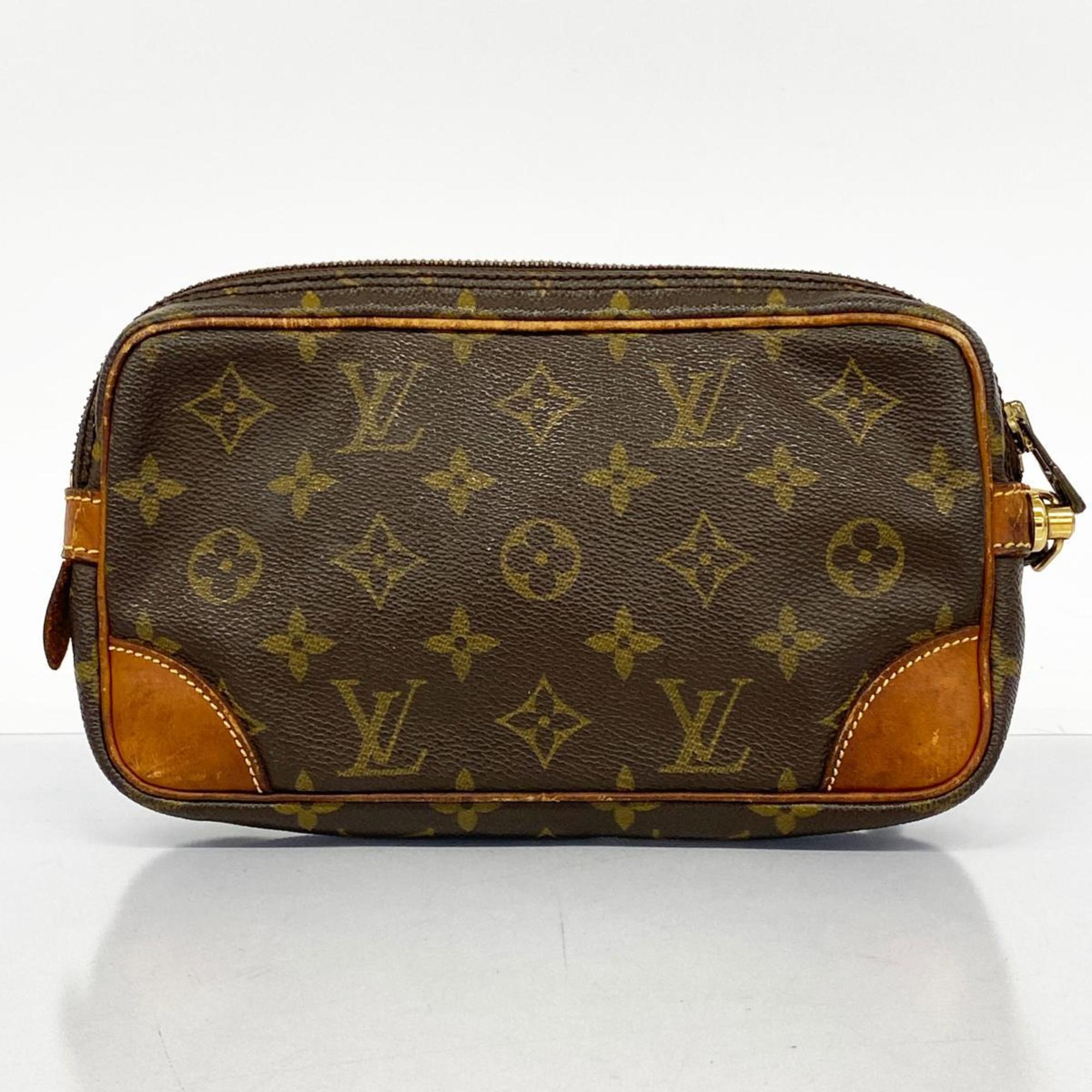 Louis Vuitton Clutch Bag Monogram Marly Dragonne PM M51827 Brown Men's