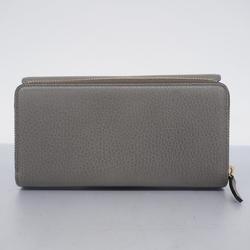 Gucci Long Wallet Interlocking G 449397 Leather Grey Champagne Women's