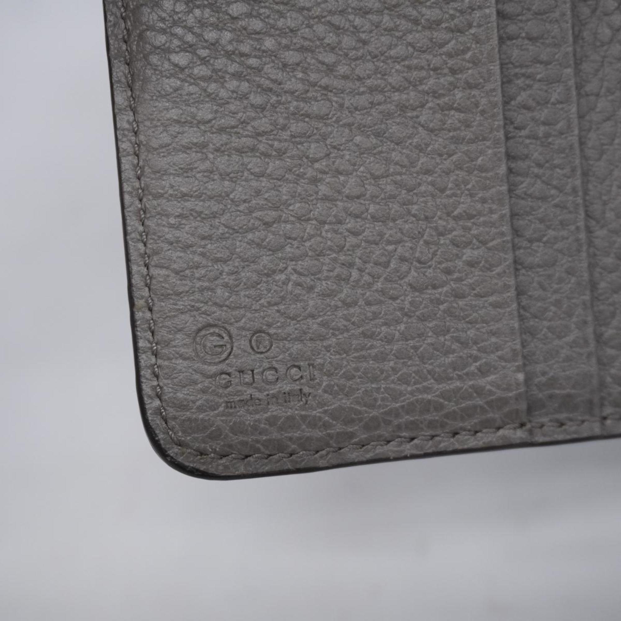 Gucci Long Wallet Interlocking G 449397 Leather Grey Champagne Women's