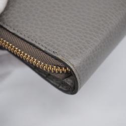 Gucci Long Wallet Interlocking G 449397 Leather Grey Champagne Women's