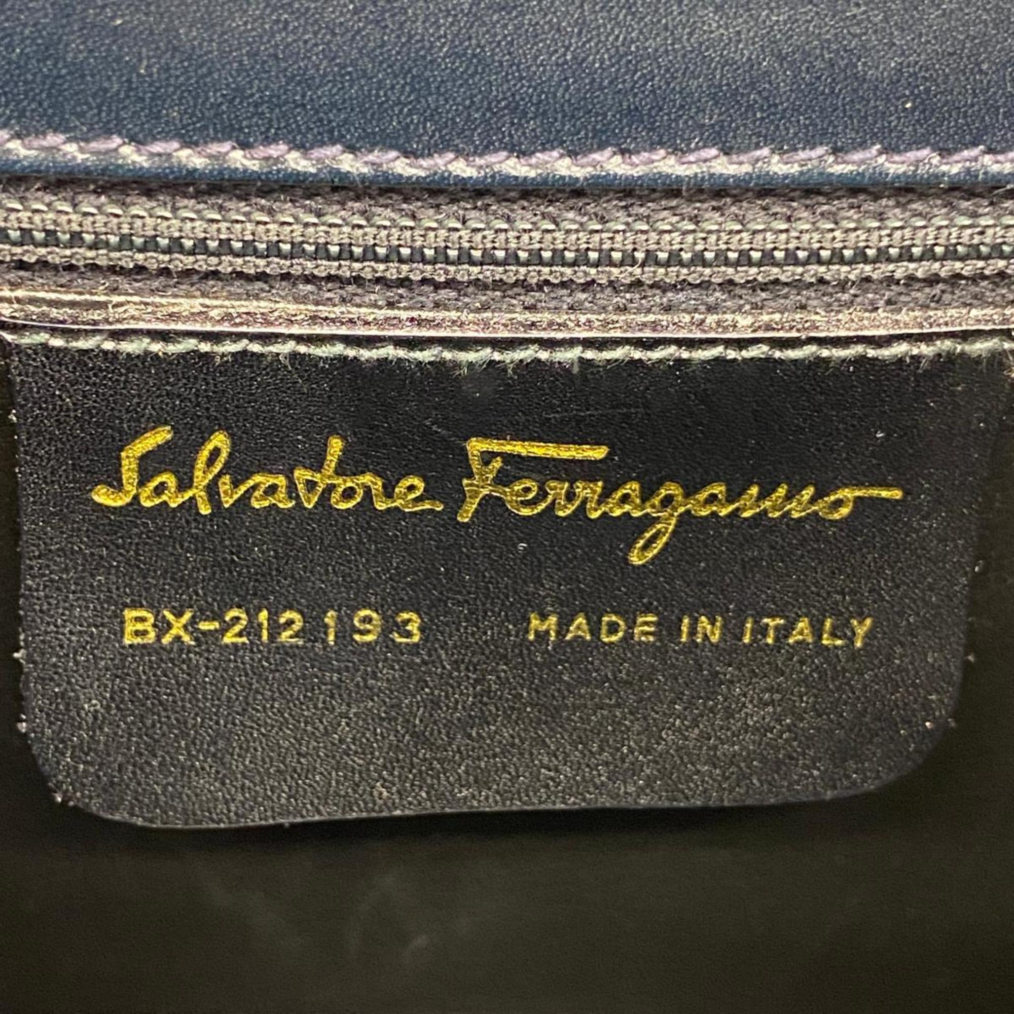 Salvatore Ferragamo Handbag Gancini Leather Black Women's