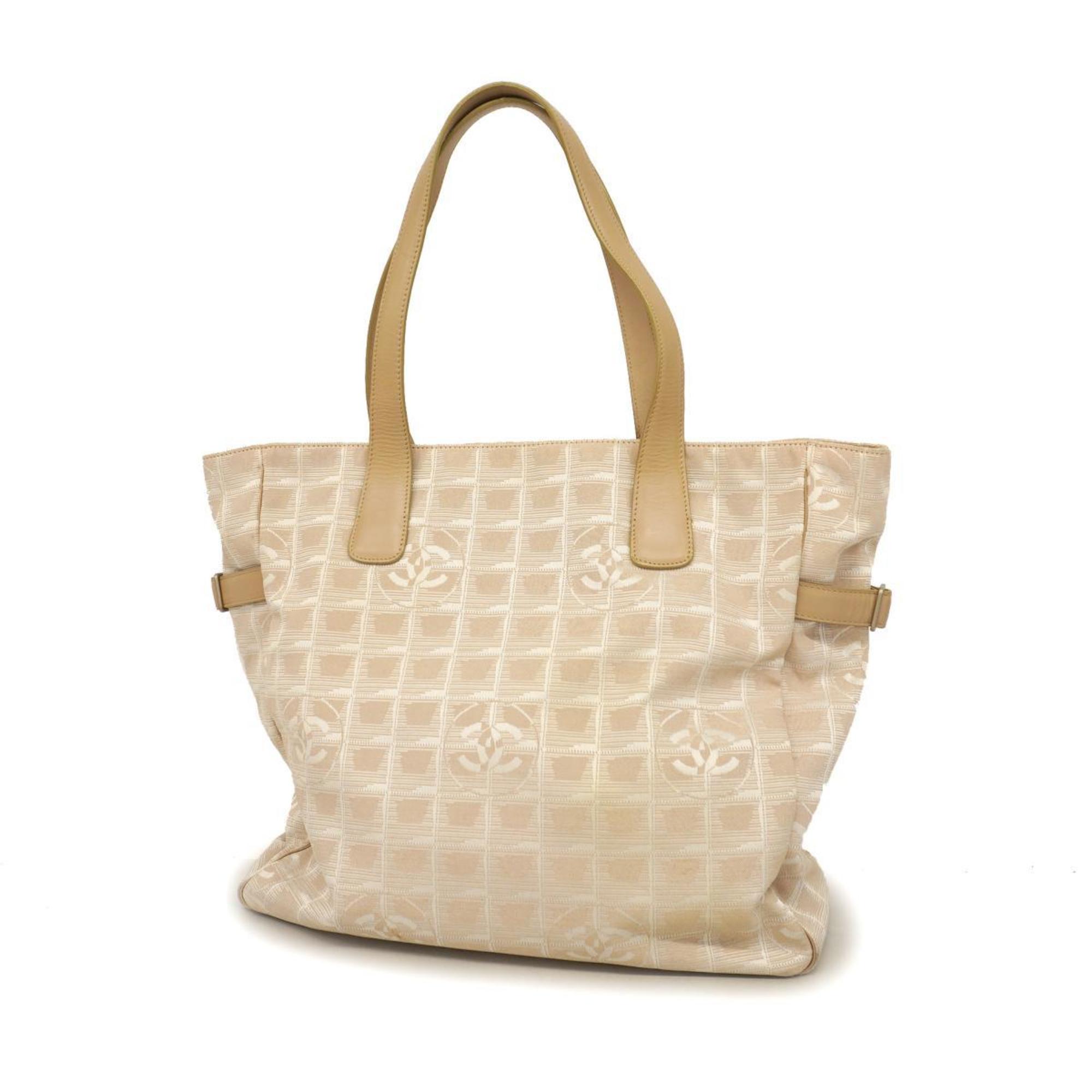 Chanel Tote Bag New Travel Nylon Beige Champagne Women's