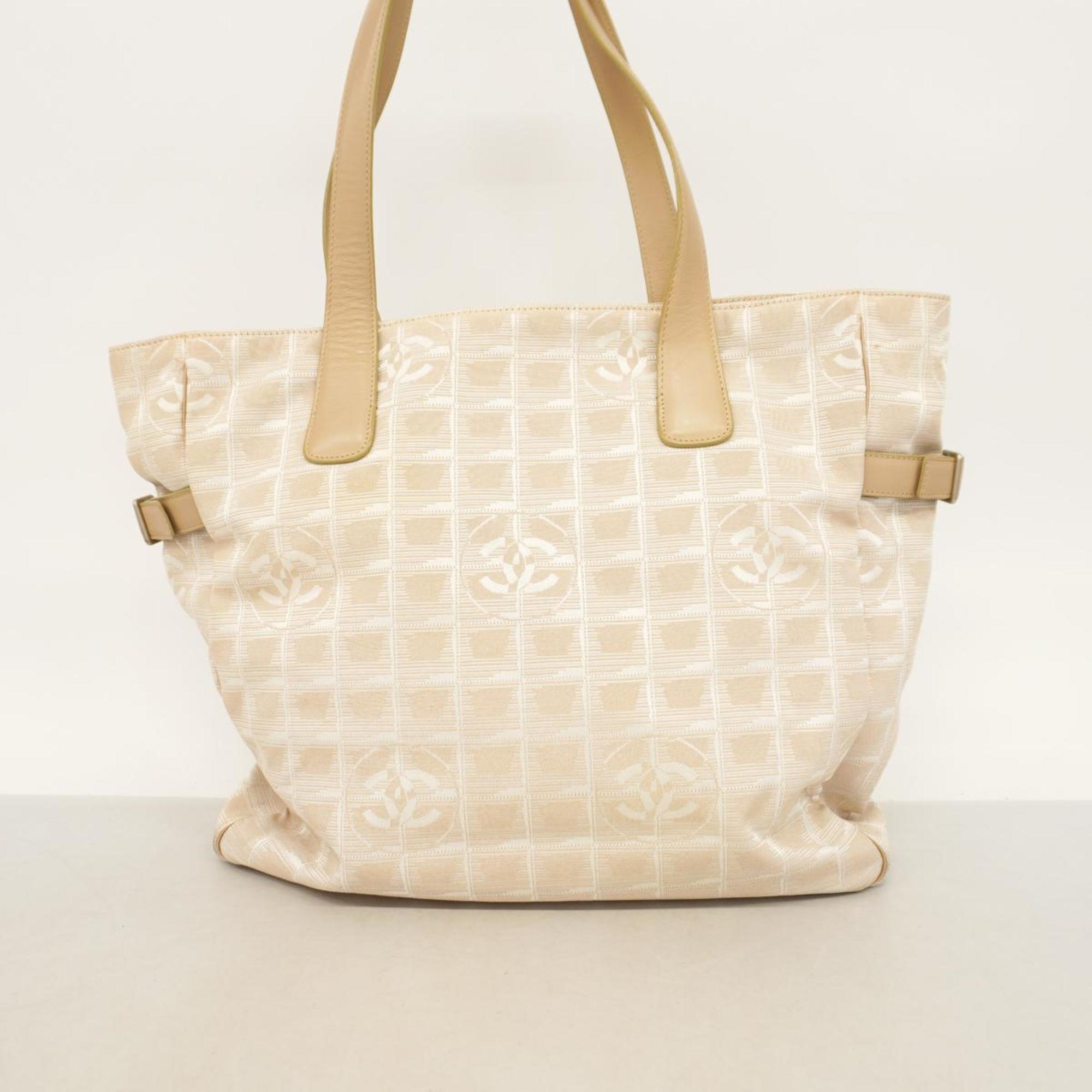 Chanel Tote Bag New Travel Nylon Beige Champagne Women's