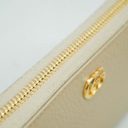 Gucci Long Wallet GG Marmont 456117 Leather Beige Women's