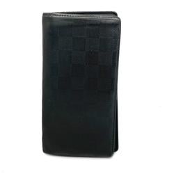 Louis Vuitton Long Wallet Damier Infinie Portefeuille Brazza N63010 Onyx Men's