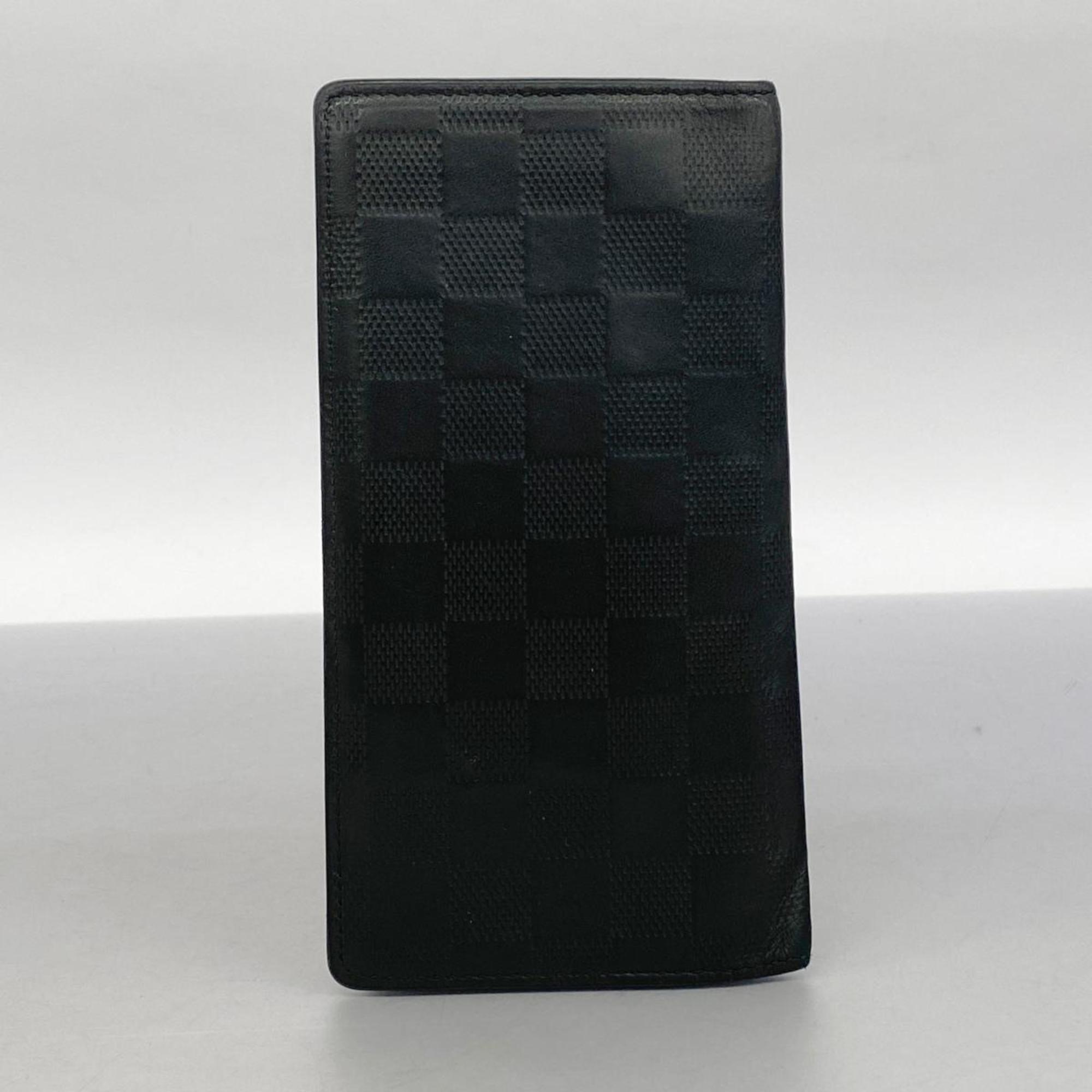 Louis Vuitton Long Wallet Damier Infinie Portefeuille Brazza N63010 Onyx Men's