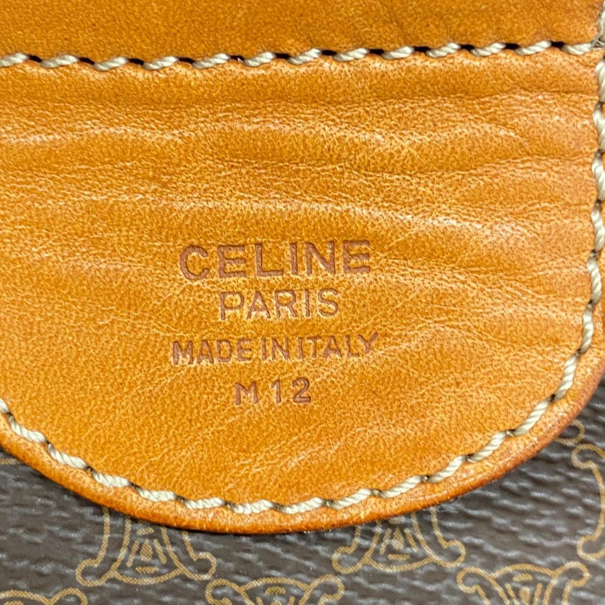 Celine Boston Bag Macadam Leather Brown Men's Women's