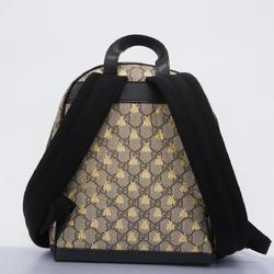 Gucci Backpack GG Supreme Bee 427042 Leather Brown Black Gold Women's