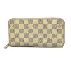 Louis Vuitton Long Wallet Damier Azur Zippy N63503 White Rose Ballerine Ladies