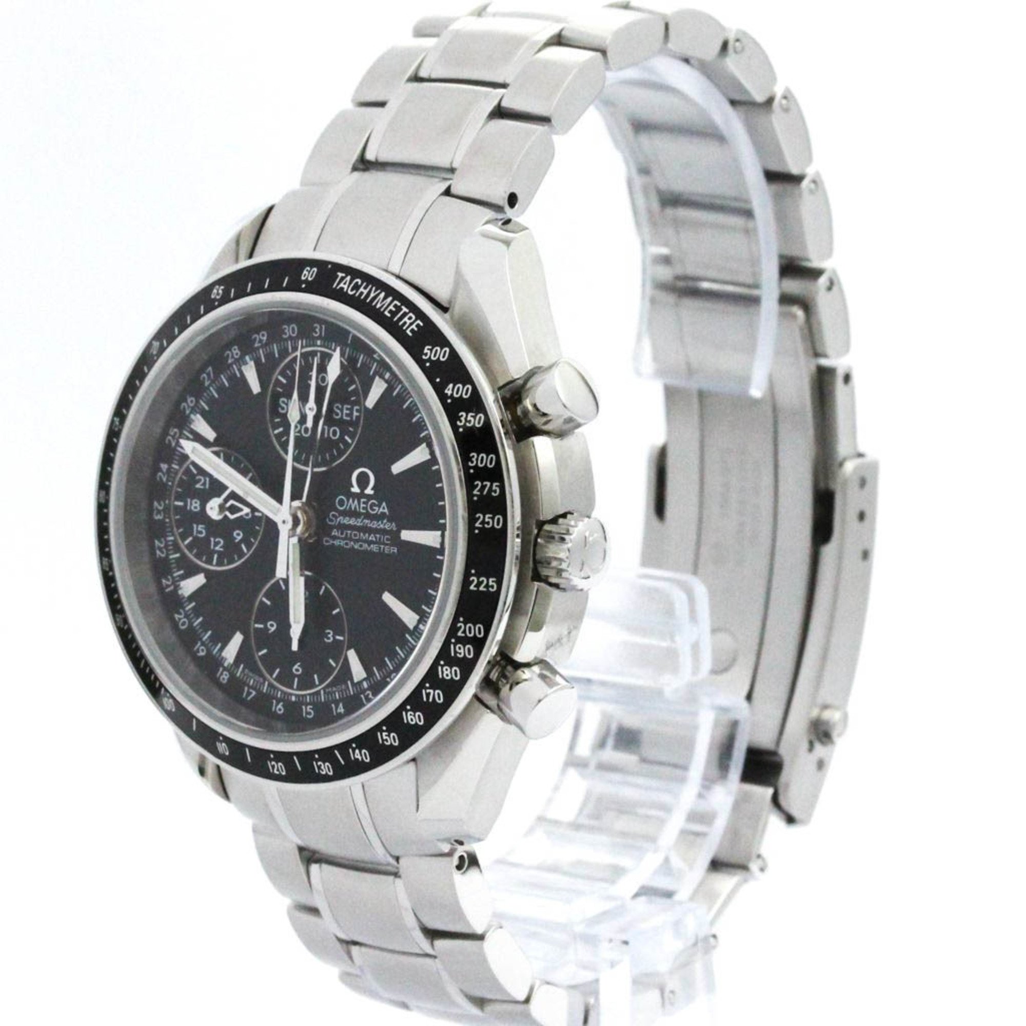 Polished OMEGA Speedmaster Day Date Steel Automatic Mens Watch 3220.50 BF571701