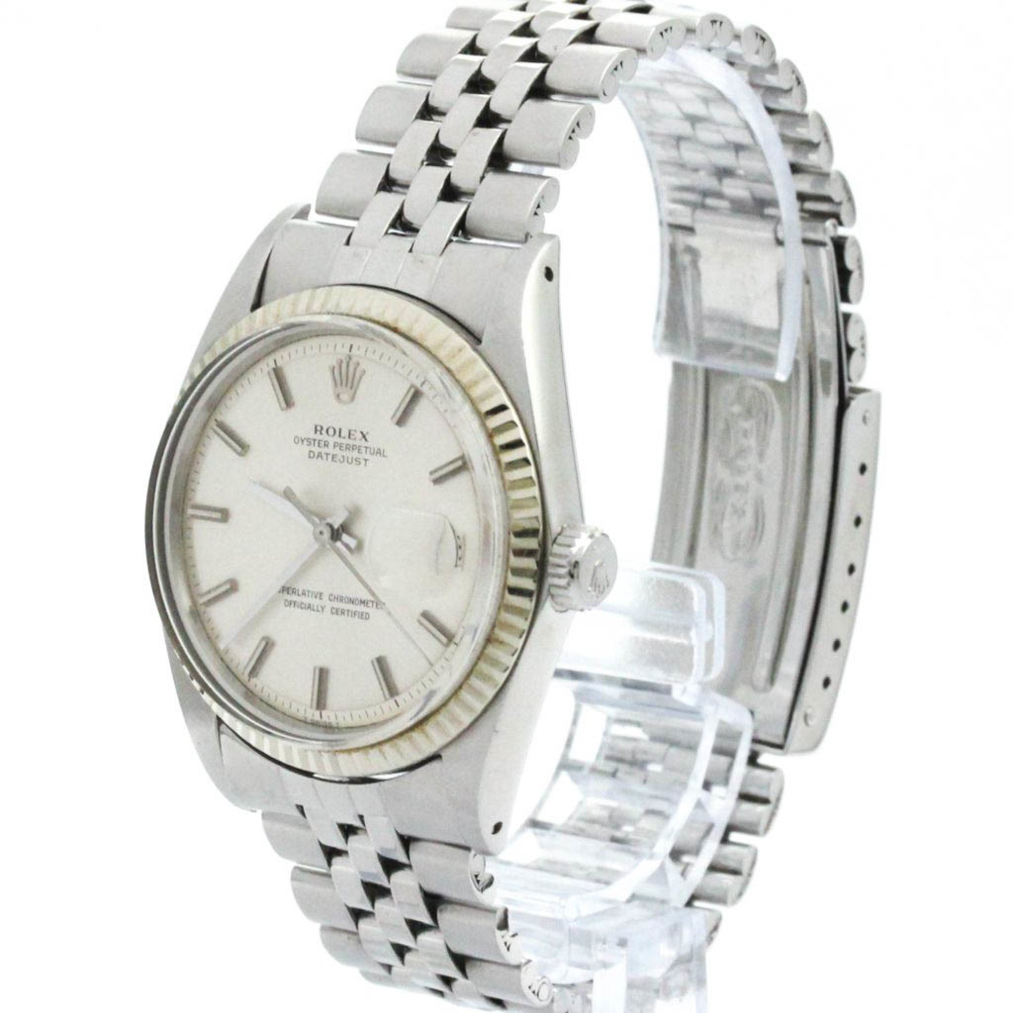 Vintage ROLEX Datejust 1601 White Gold Steel Automatic Mens Watch BF576090